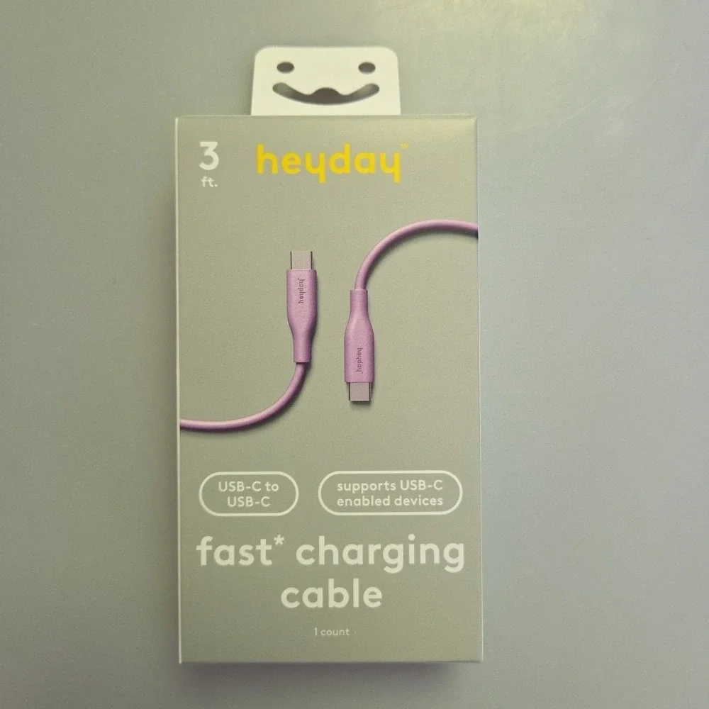 Heyday 3 FT Fast‎ Charging Cable USB-C To USB-C, Lavender Purple